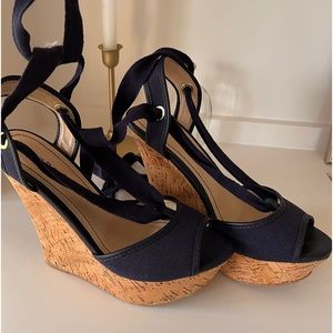 Bamboo Ankle Wrap Cork Wedge
